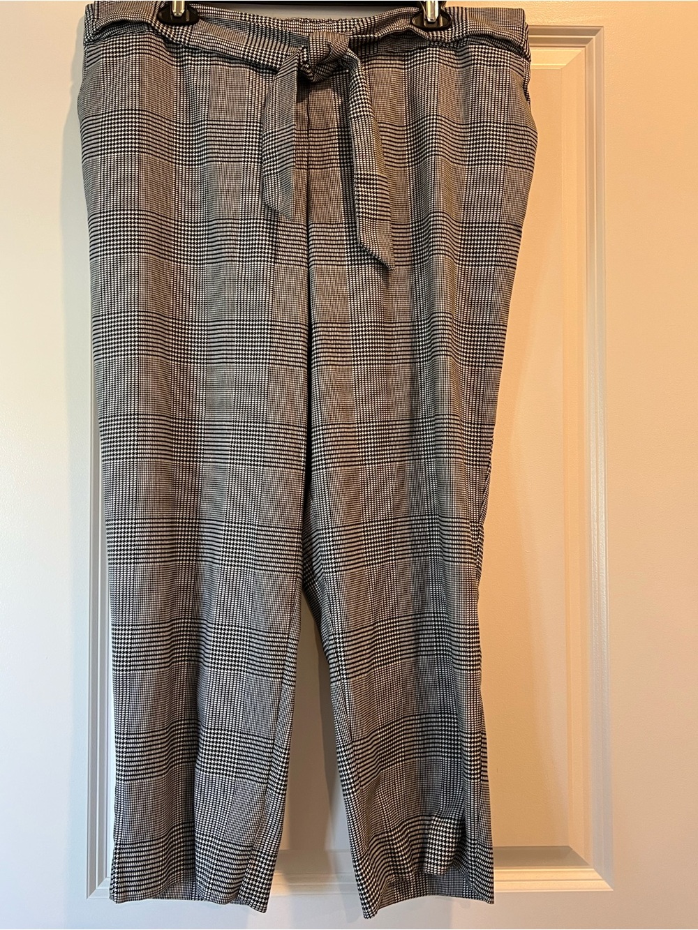 Worthington Gray Plaid Tie-Waist Pants